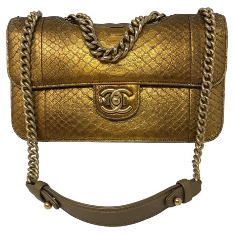 chanel python bag gold|python Chanel handbags sale.